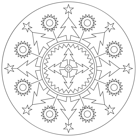 Christmas Mandala Coloring Page